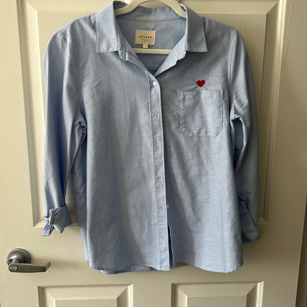 Sezanne buttonup with heart embroidery